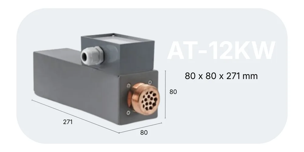 AT-12KW AT topný modul s rozměry 271 × 80 × 80 mm