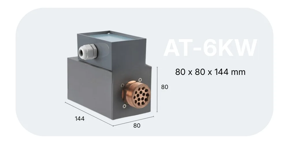 AT-6KW AT topný modul s rozměry 144 × 80 × 80 mm