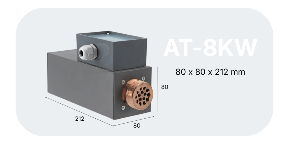 AT-8KW AT topný modul s rozměry 212 × 80 × 80 mm